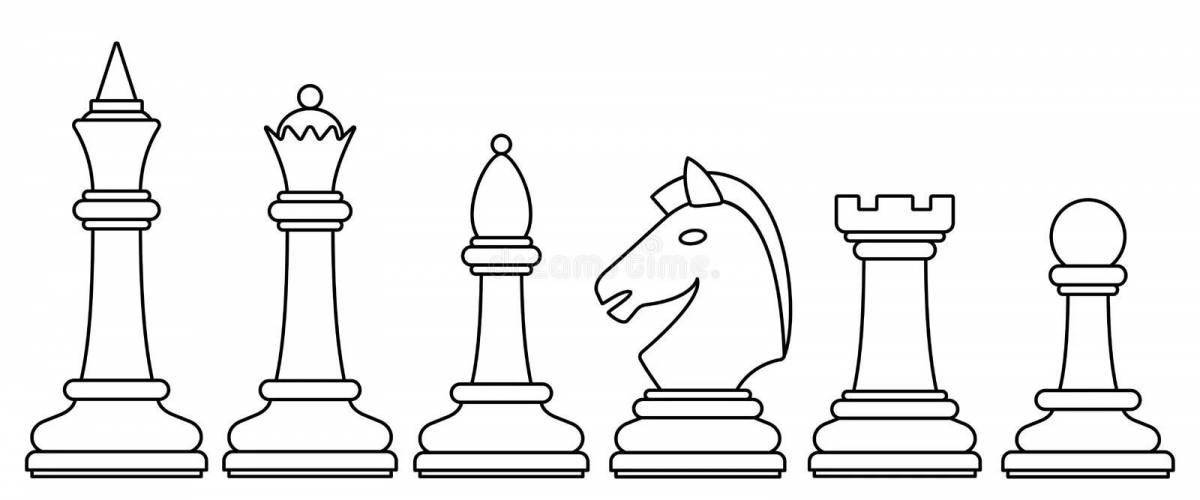 Colorful chess pieces coloring for kids