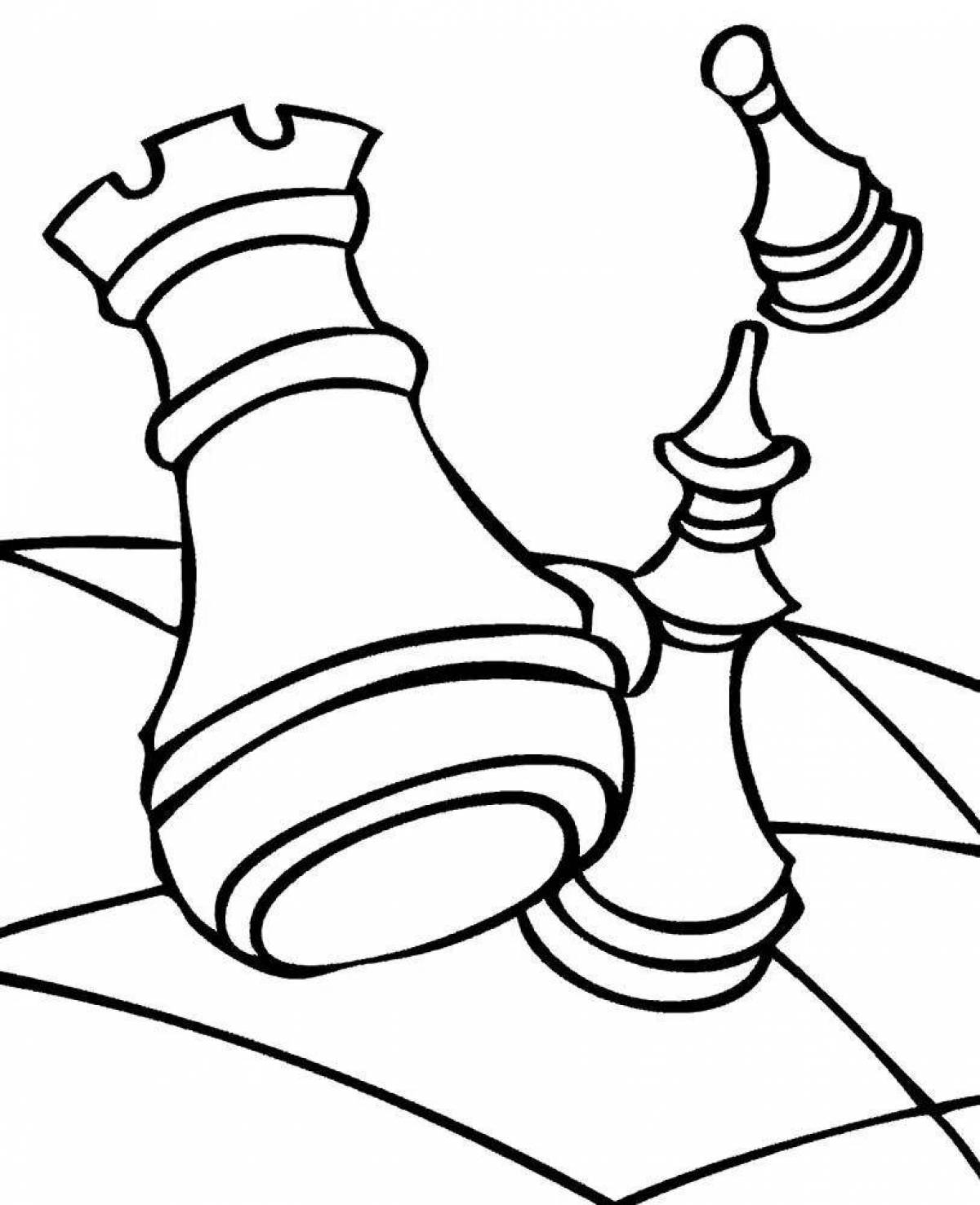 Funny chess pieces coloring for kids