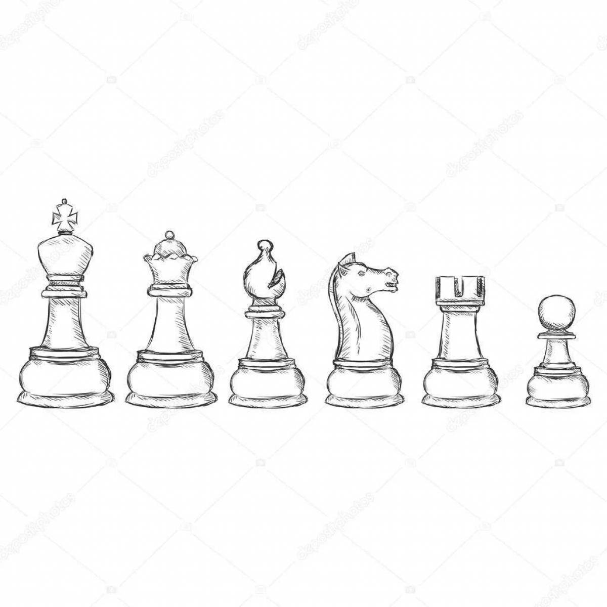 Coloring for bright chess pieces for kids