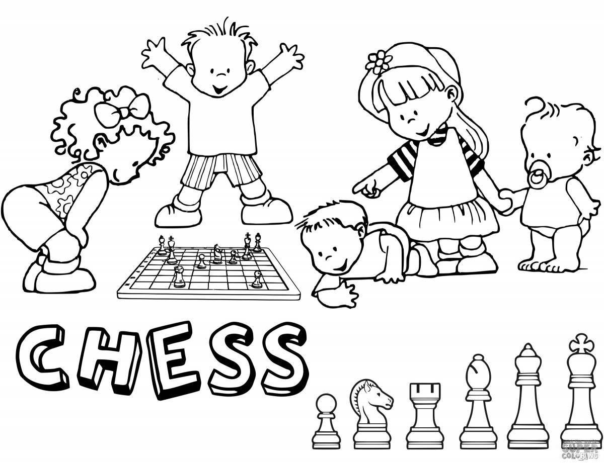 Creative chess pieces coloring for kids