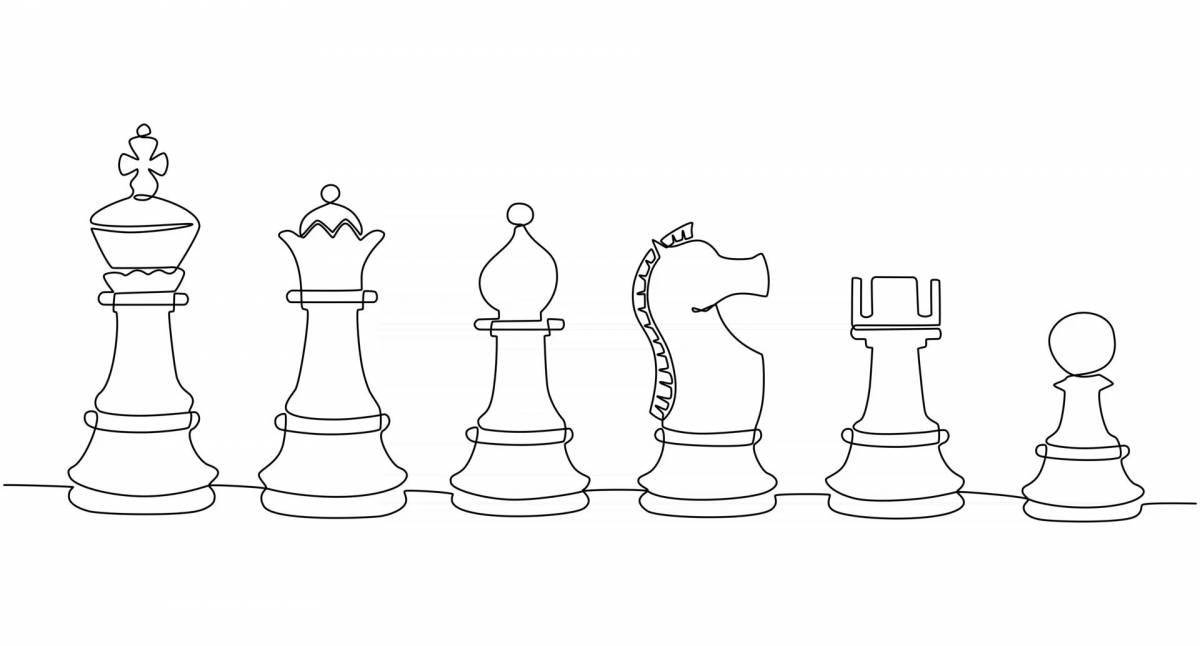 Colorful chess pieces coloring for little kids