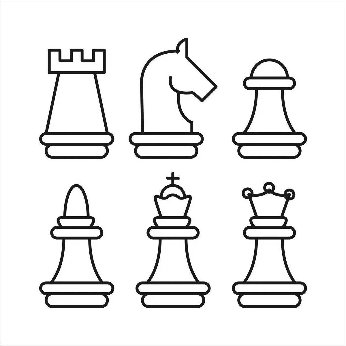 Joyful chess pieces coloring for kids