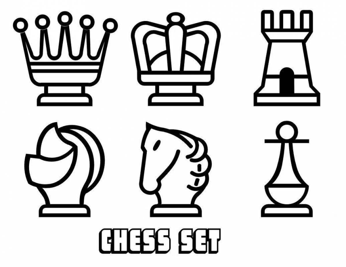 Colorful chess pieces coloring for little students