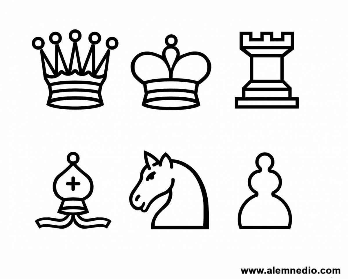 Colorful chess pieces coloring book for kids of all ages
