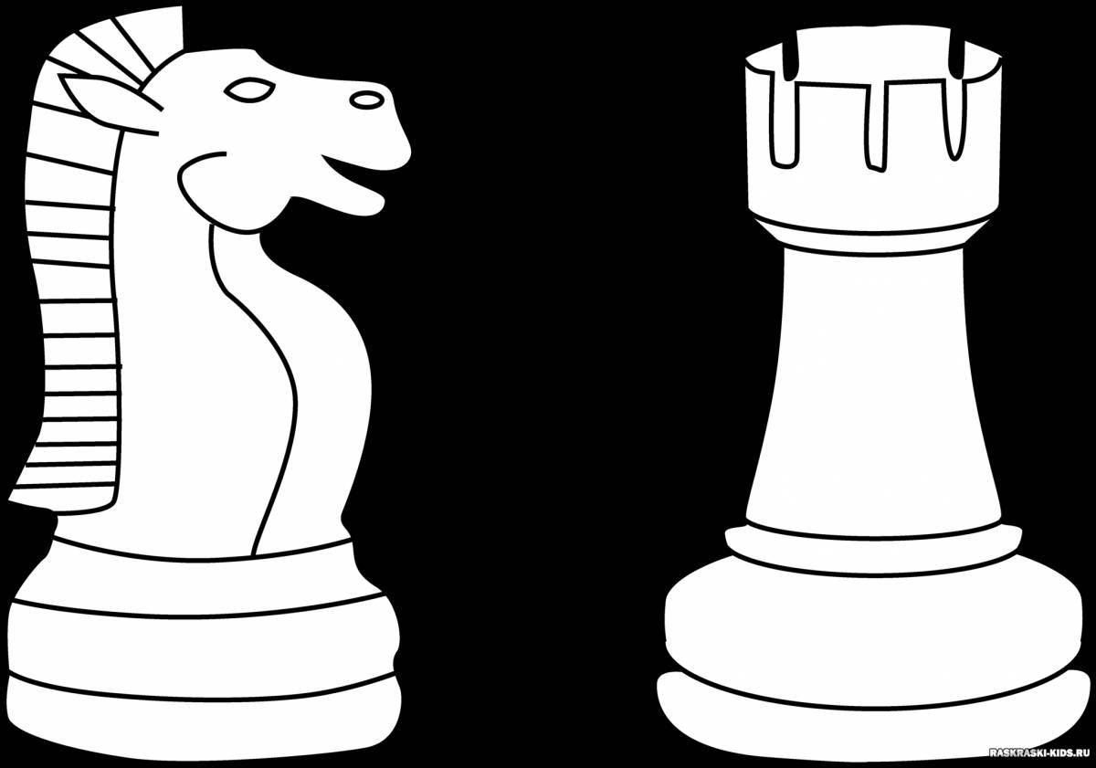 Colorful chess pieces coloring for kids to master