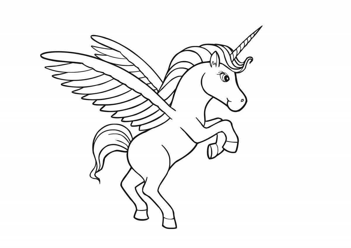 Great unicorn coloring book with wings for kids