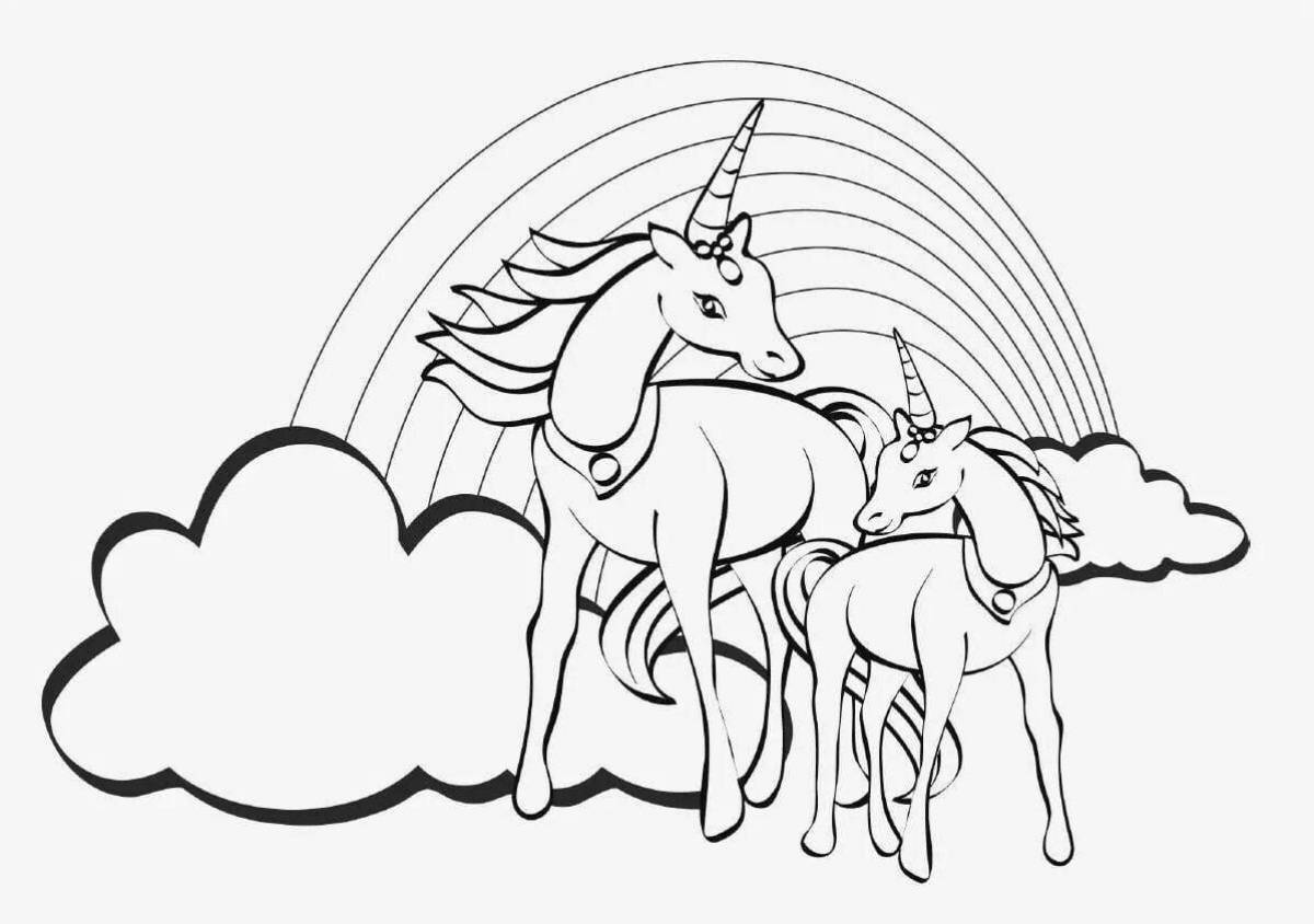 Adorable unicorn coloring book with wings for kids