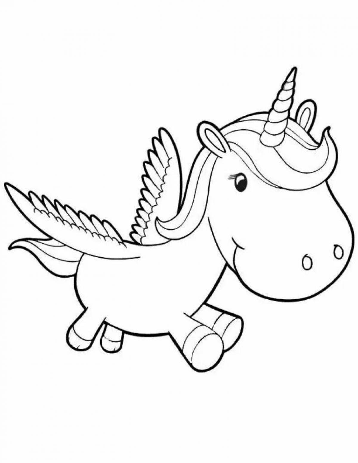 Wonderful coloring unicorn with wings for kids