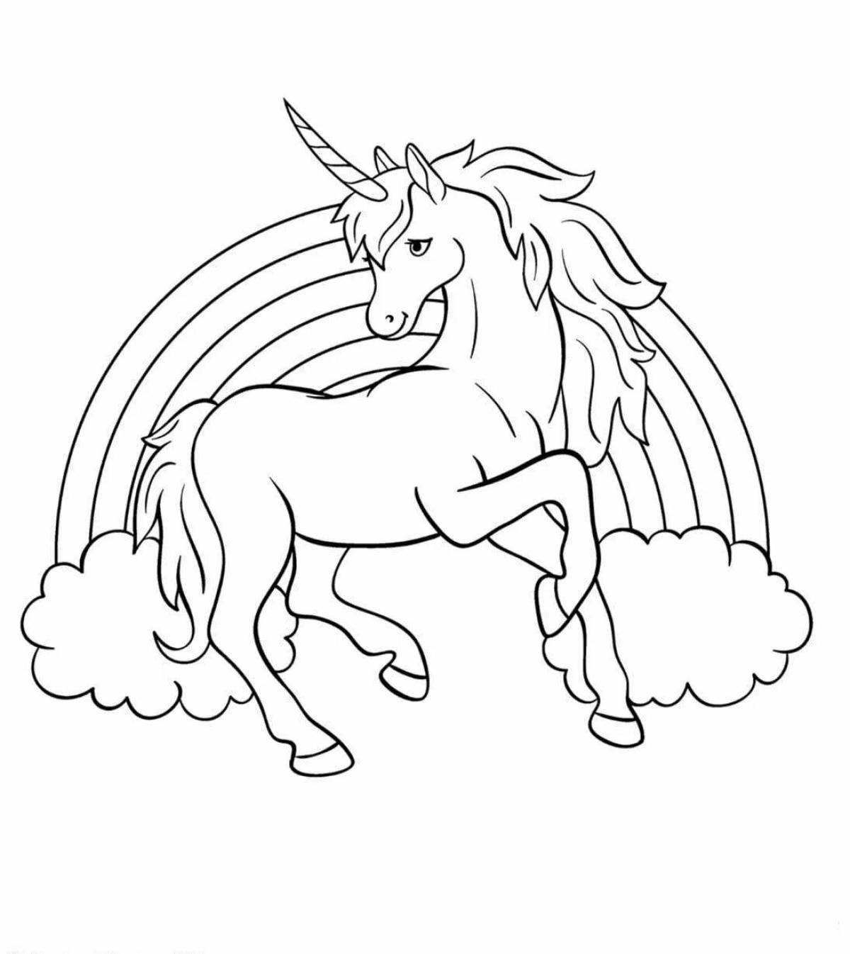 Joyful coloring unicorn with wings for kids