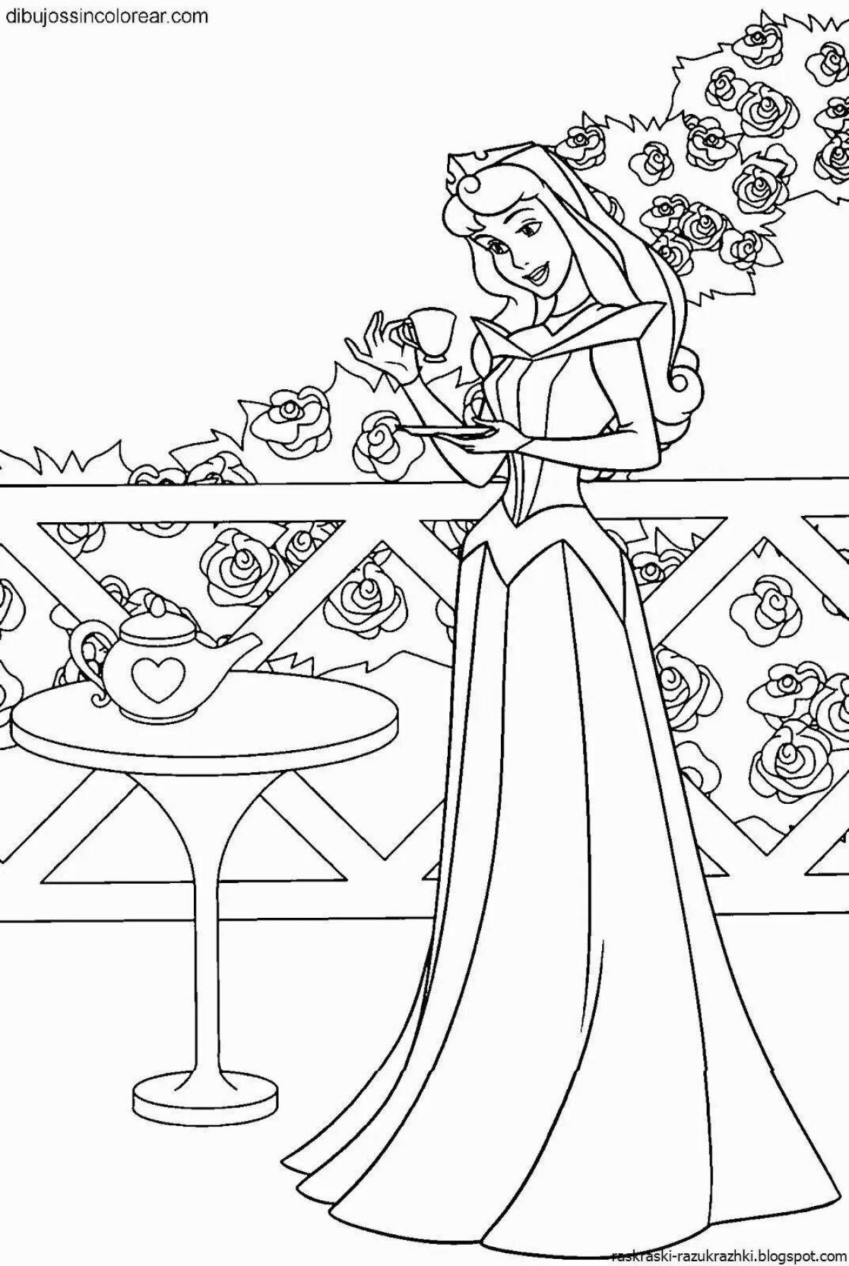 Playful sleeping beauty coloring book for kids