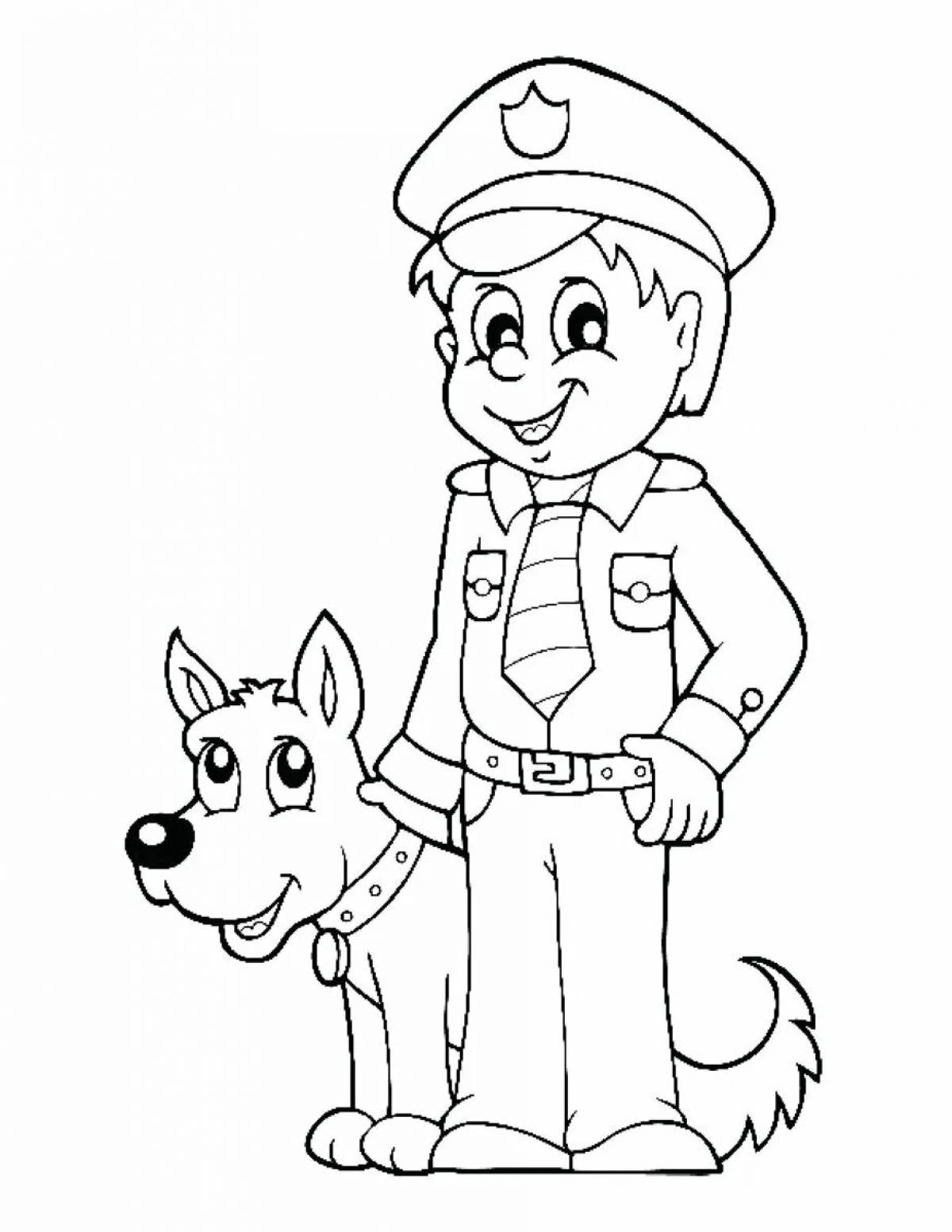 Attractive border guard with a dog for children