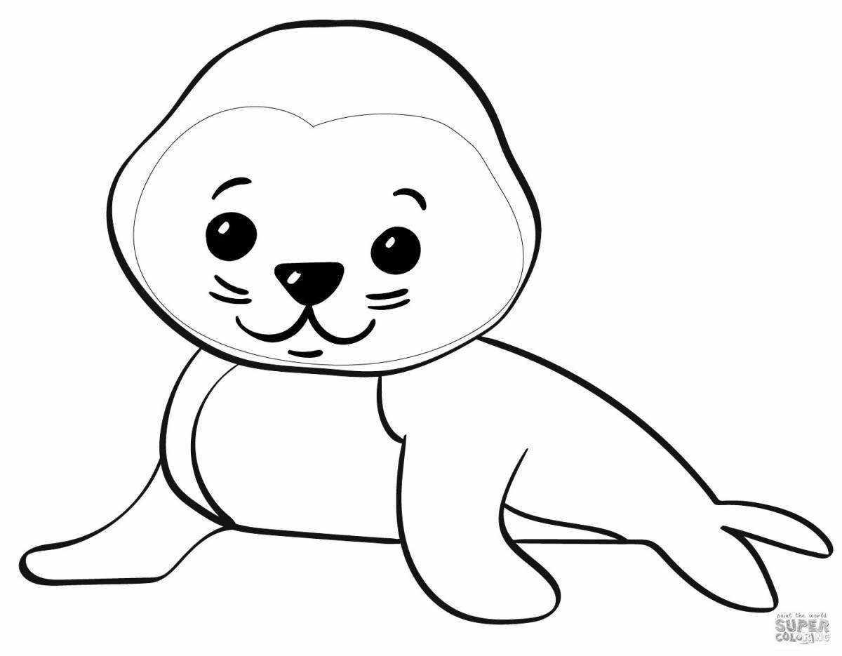 Humorous fur seal coloring for kids