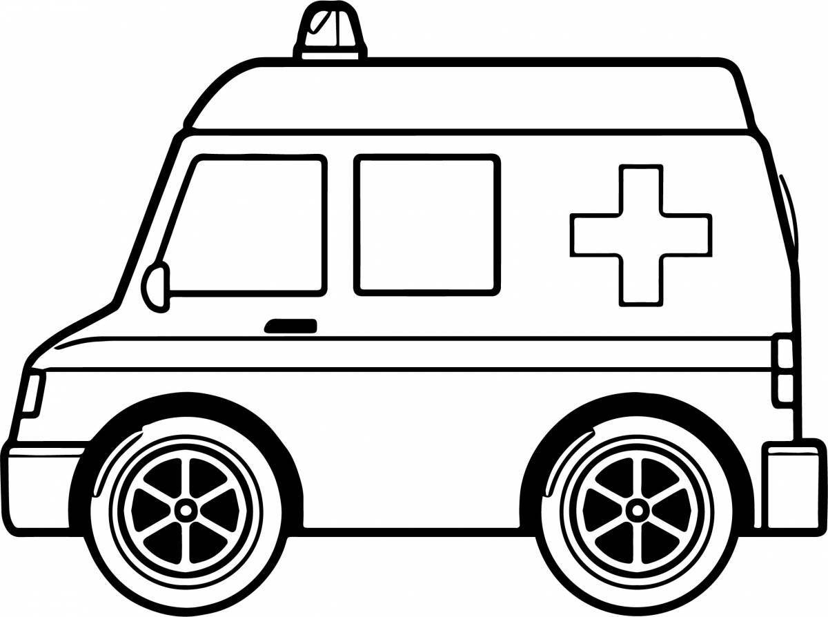 Увлекательная раскраска машинка скорой помощи для детей