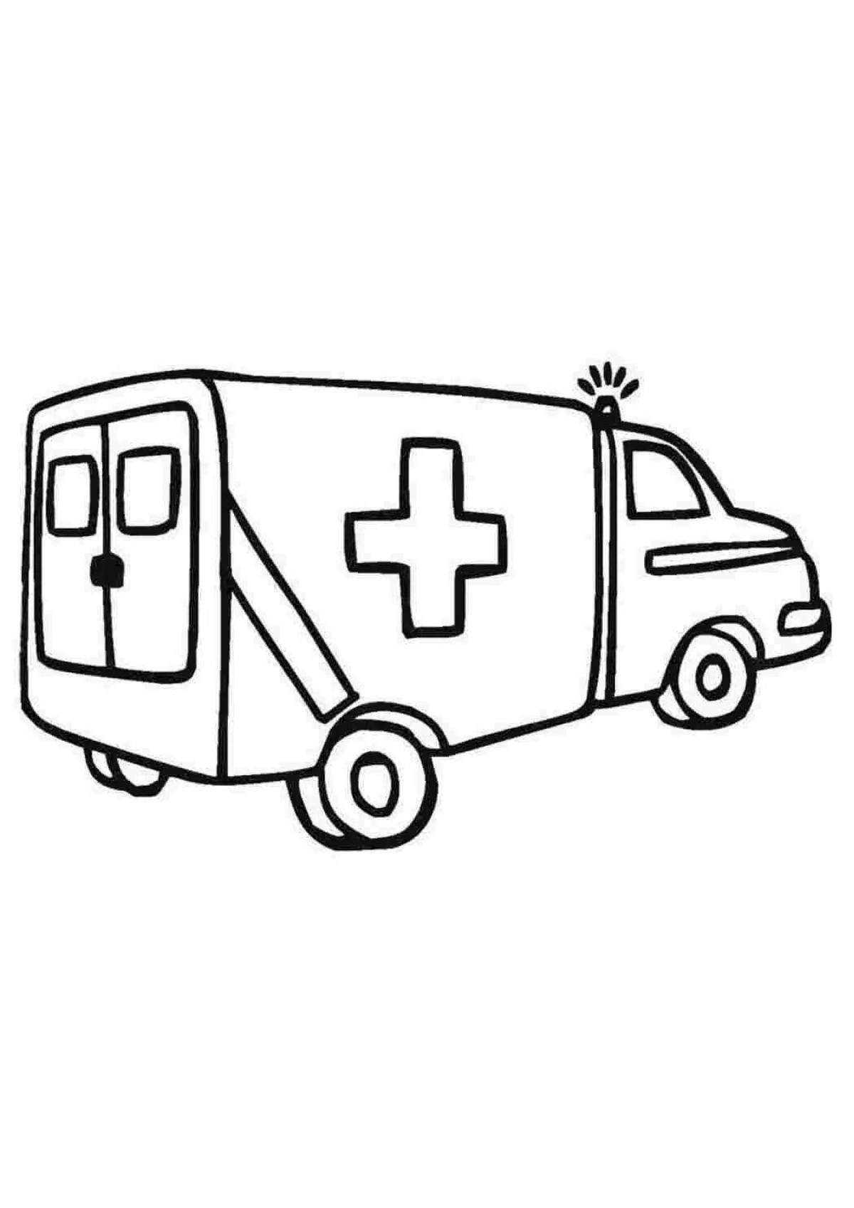 Adorable ambulance coloring book for kids
