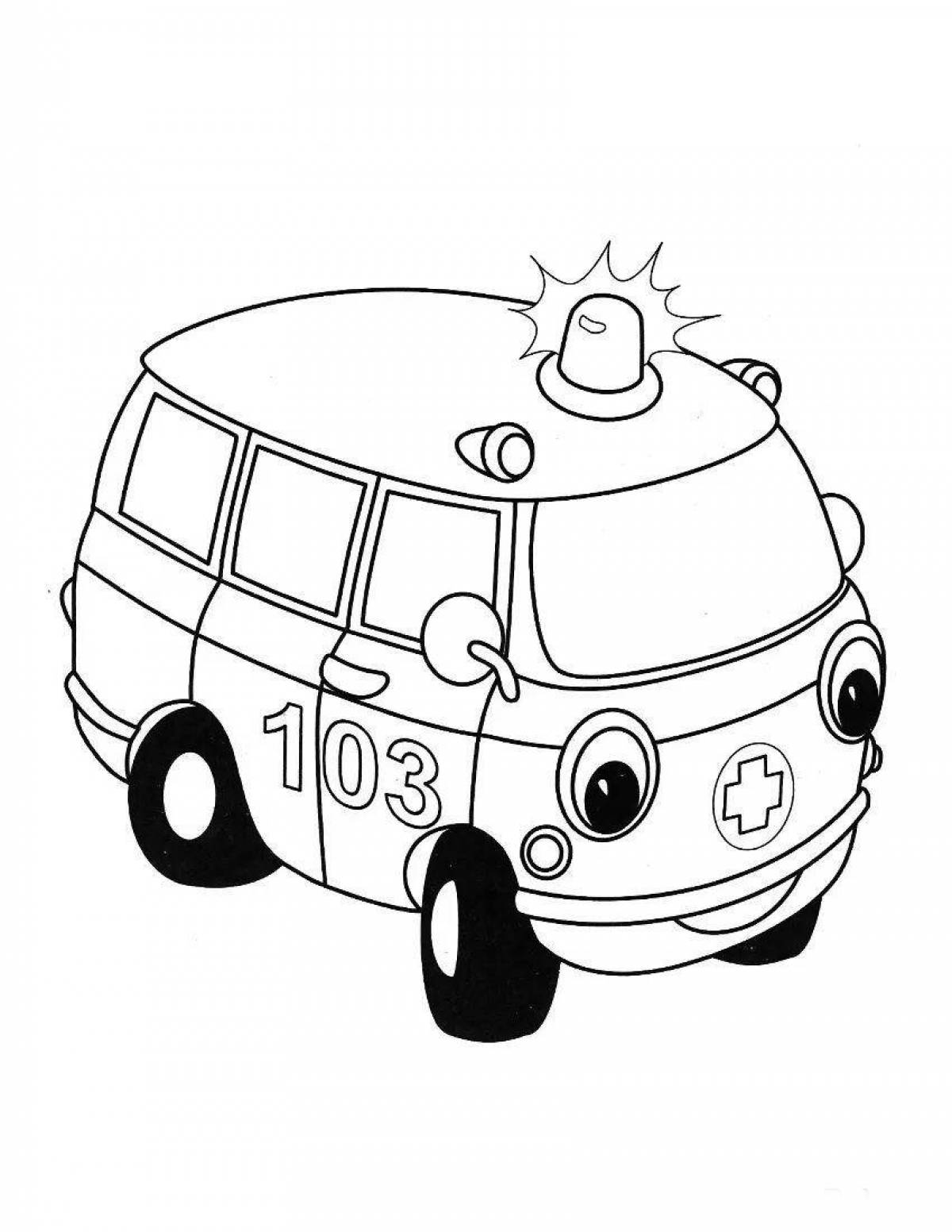 Adorable ambulance coloring book for kids