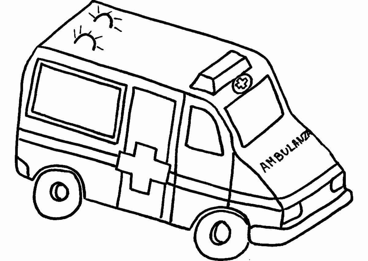Раскраска очаровательная машина скорой помощи для детей