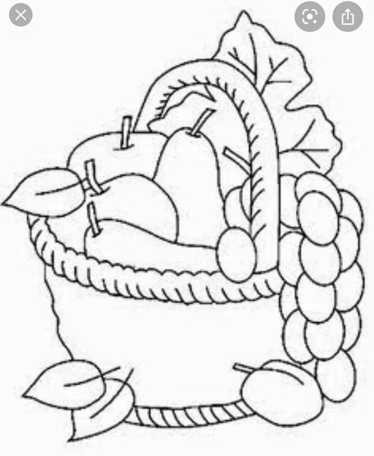 Colorful fruit basket coloring book for kids