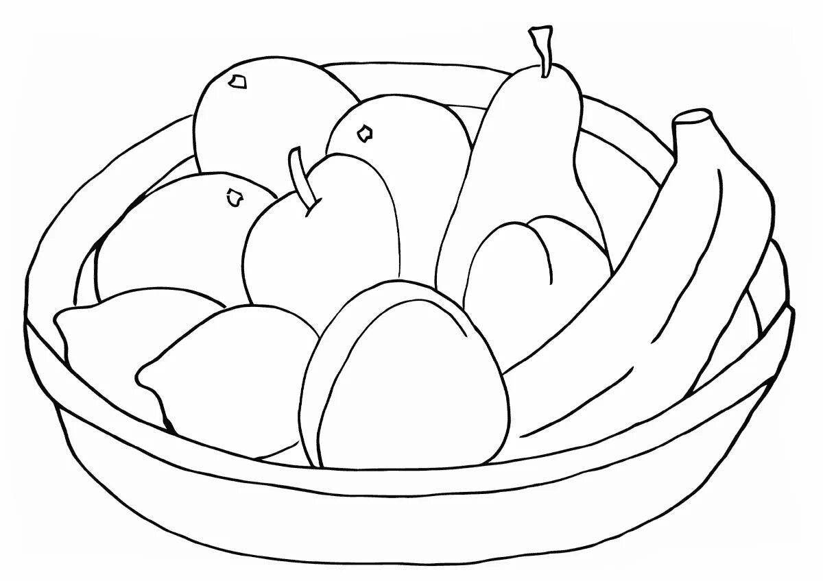 Joyful fruit basket coloring book for kids