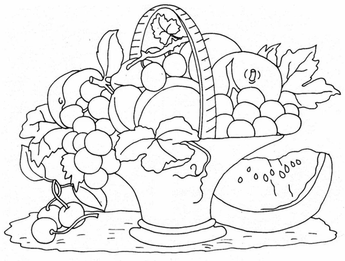 Magic fruit basket coloring book for kids