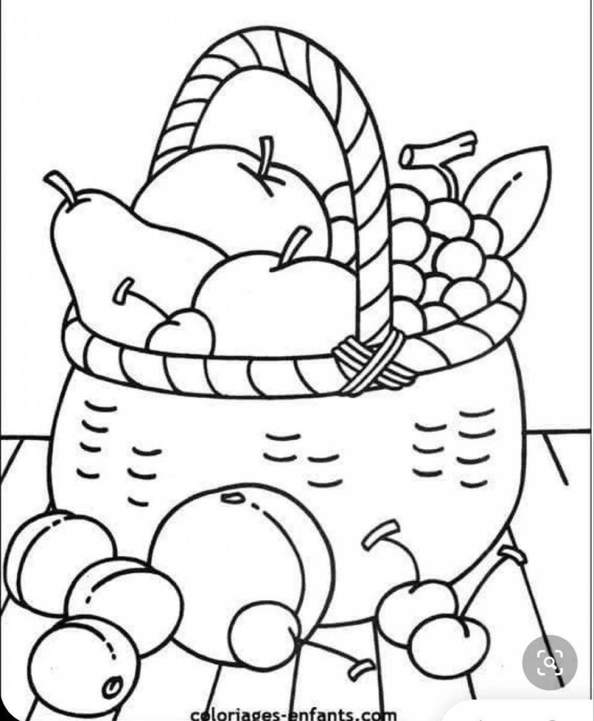 A wonderful fruit basket coloring book for kids
