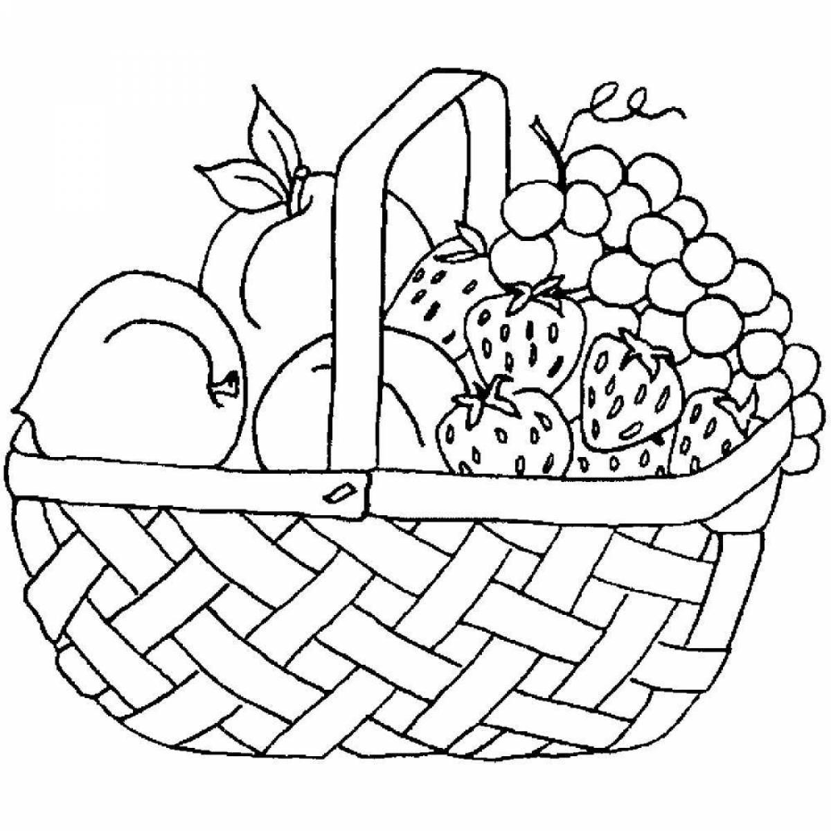 Креативная корзина с фруктами раскраски для детей