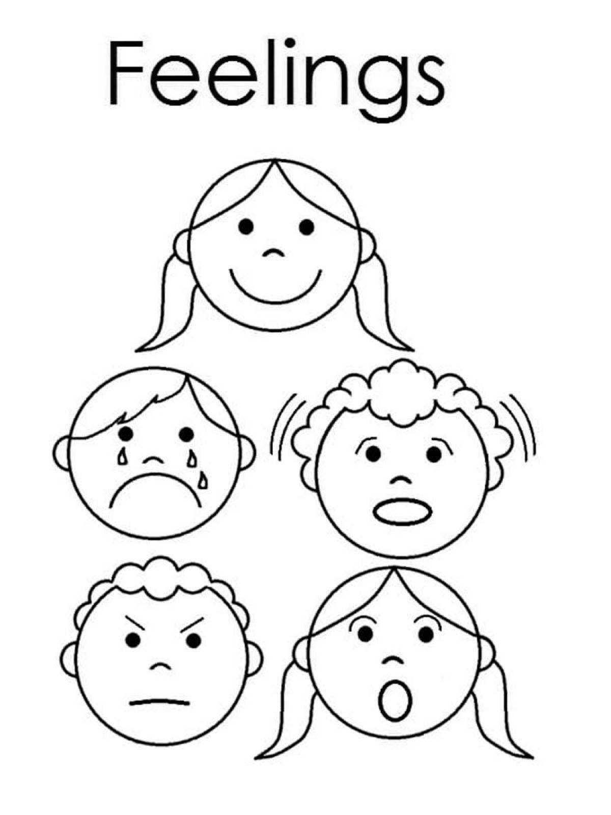 Lonely coloring emotions and feelings for children
