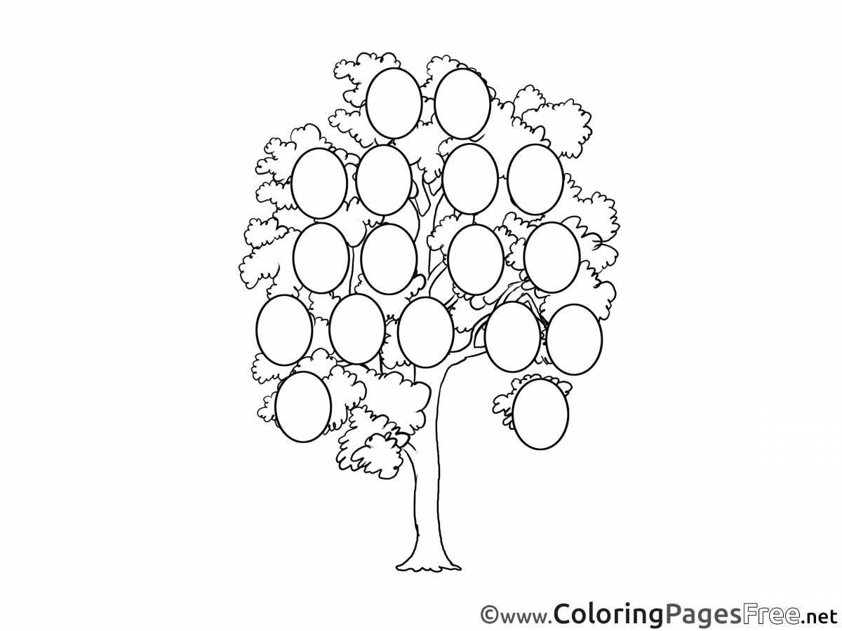 Bold tree coloring page template