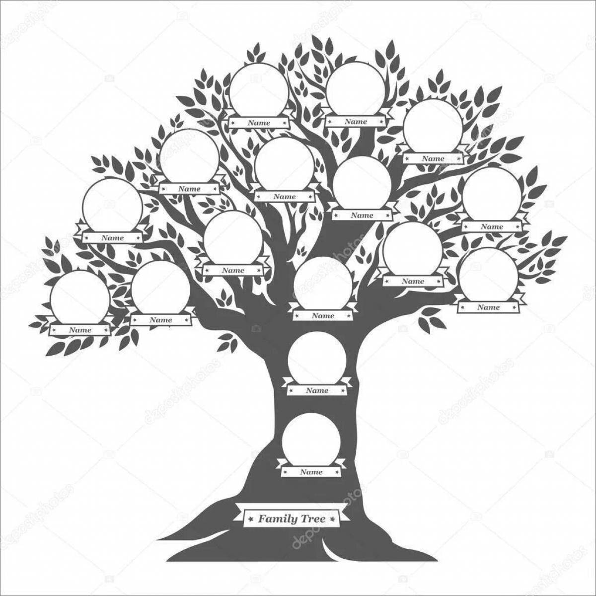 Artistic coloring tree template