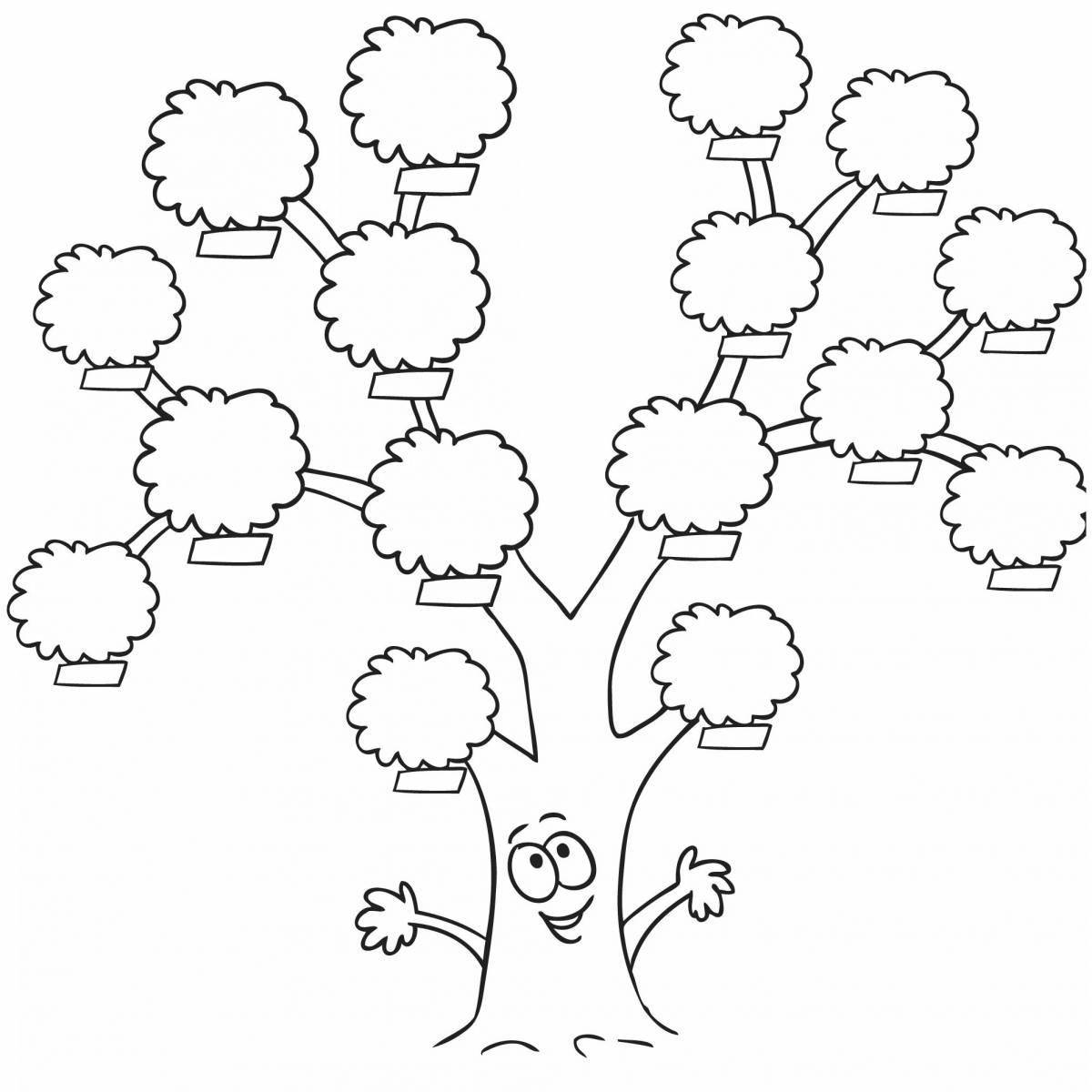 Inspiring coloring tree template