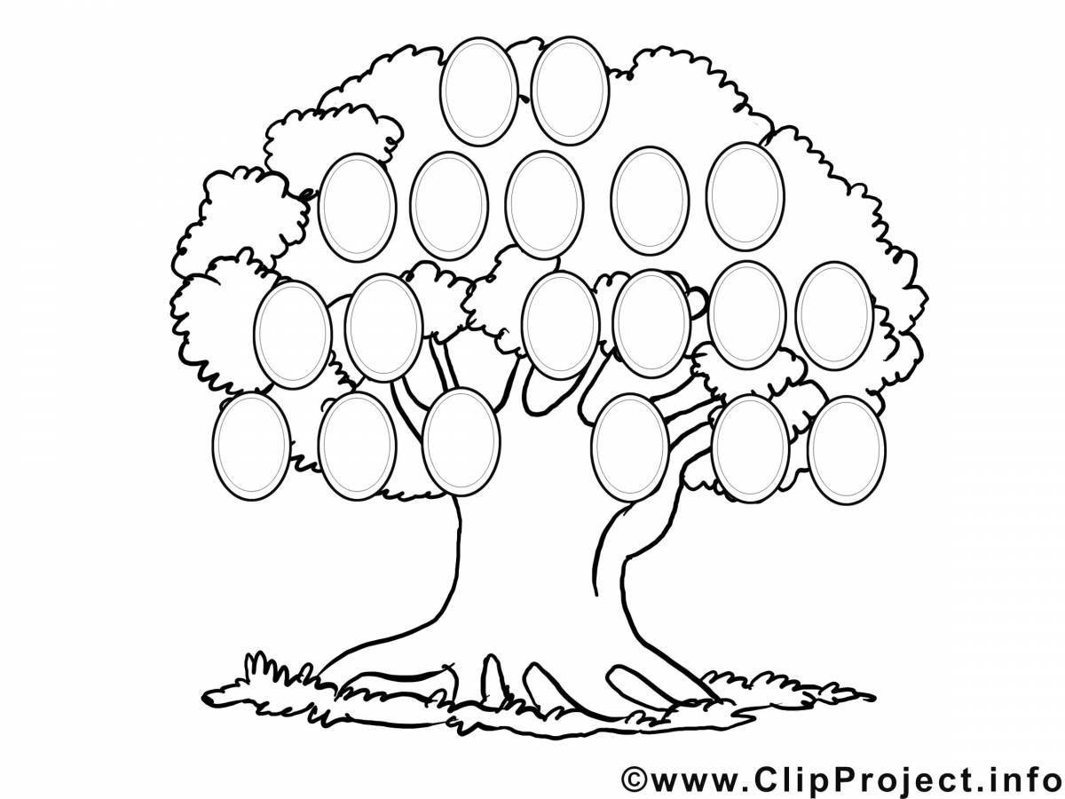 Humorous coloring tree template
