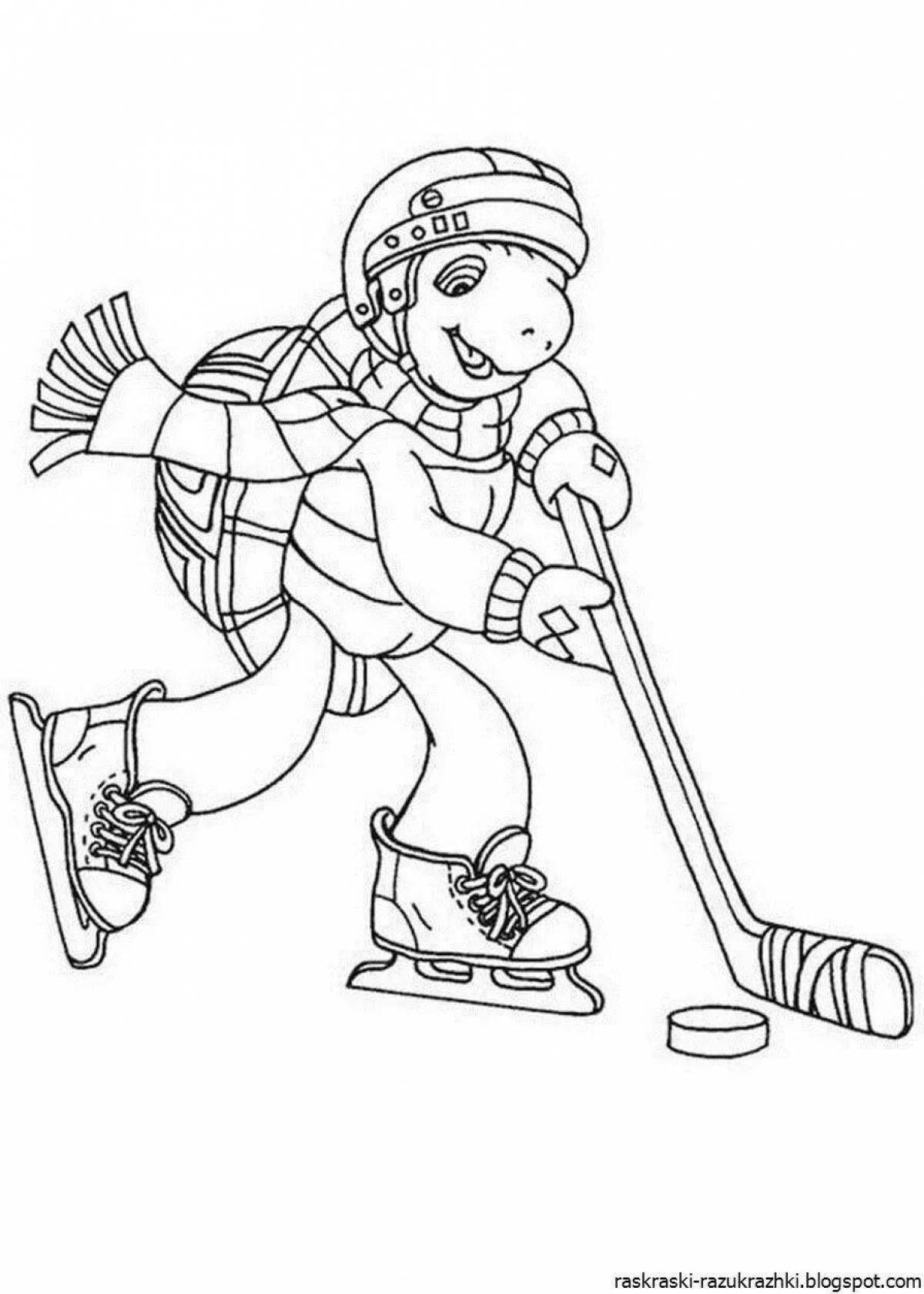 Fun coloring book winter sports for kindergarten