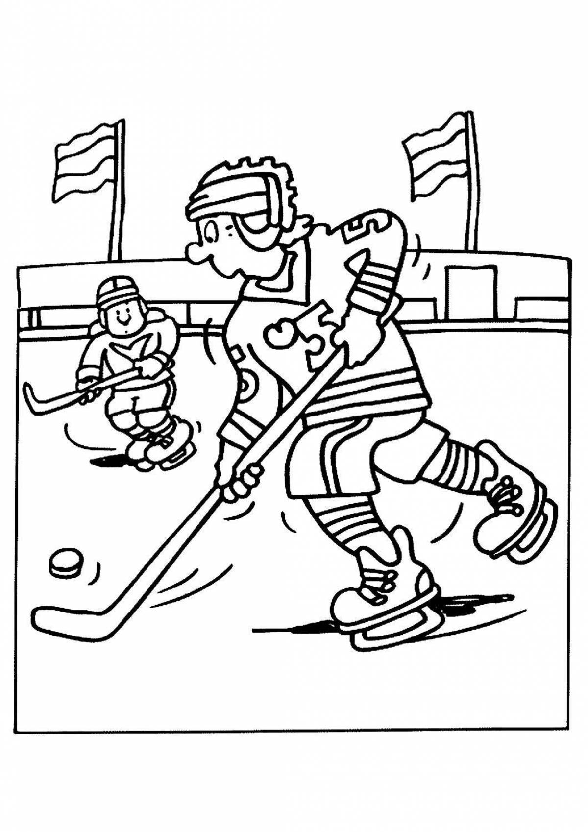 Funny winter sports coloring book for kindergarten