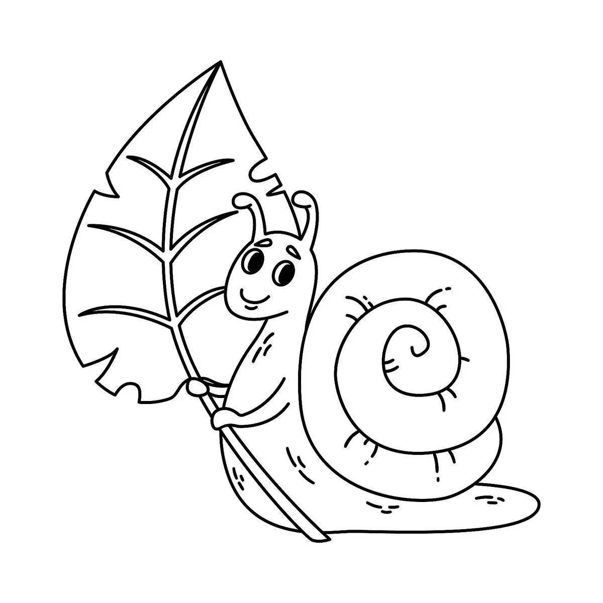 An interesting snail coloring page for 5-6 year olds