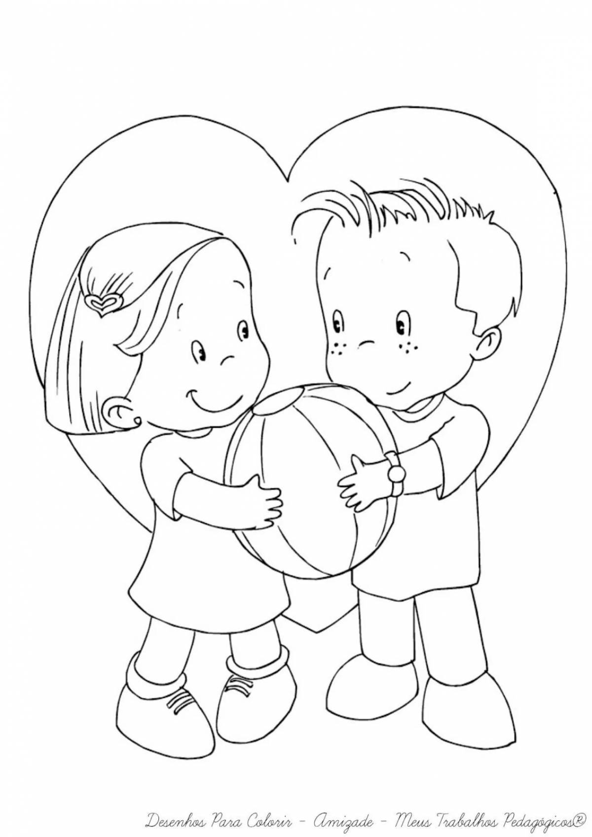Coloring book friendship for preschoolers