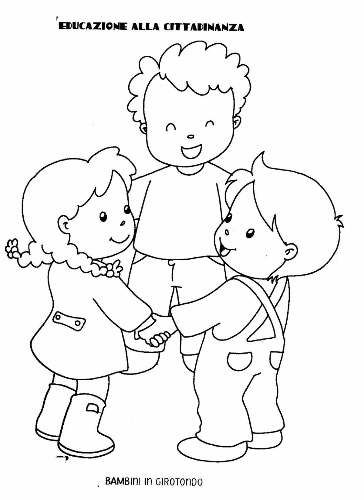 Color-frenzy friendship coloring page for preschoolers