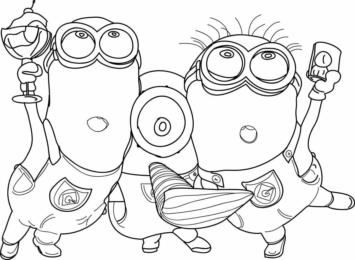 Joyful minion coloring