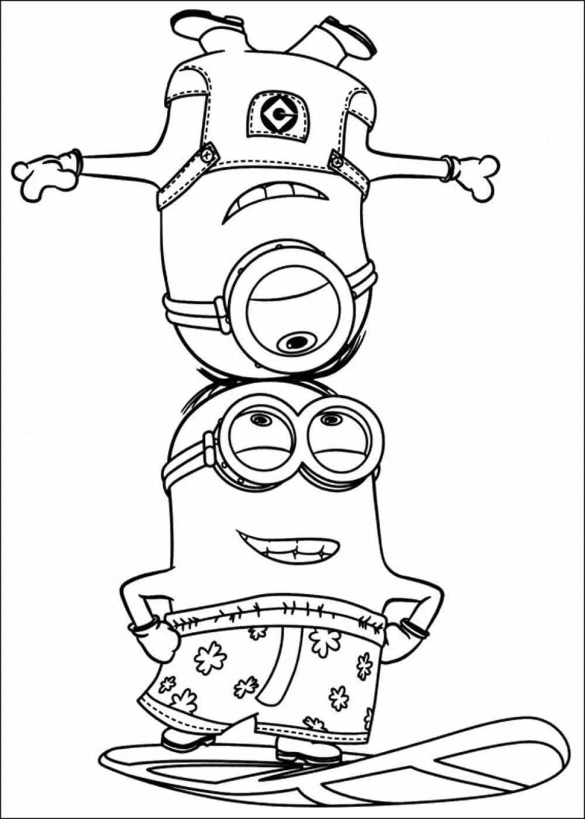 Happy minion coloring pages
