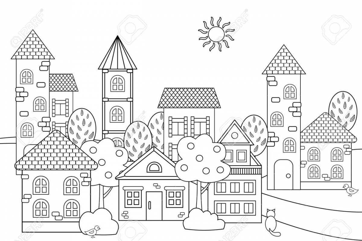 Splendid city coloring pages for 3-4 year olds