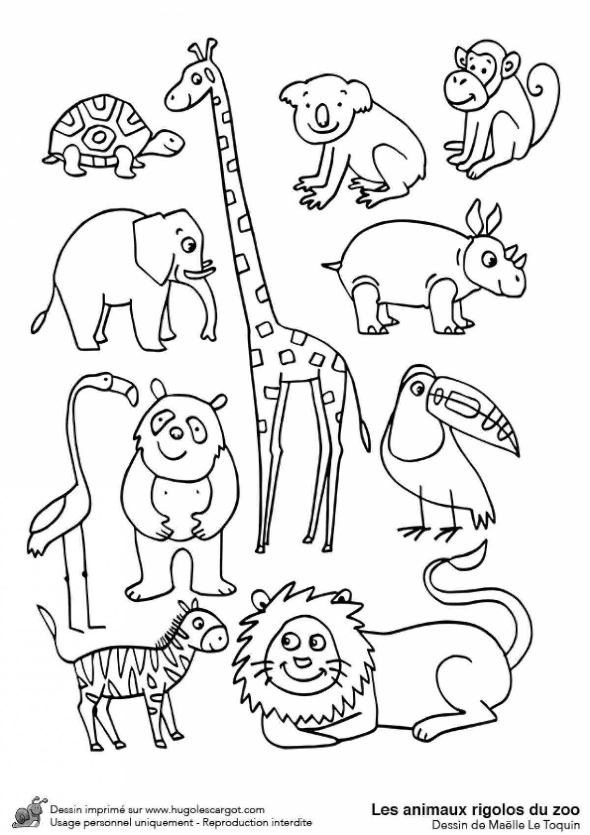 Яркая раскраска зоопарка для детей 3-4 лет