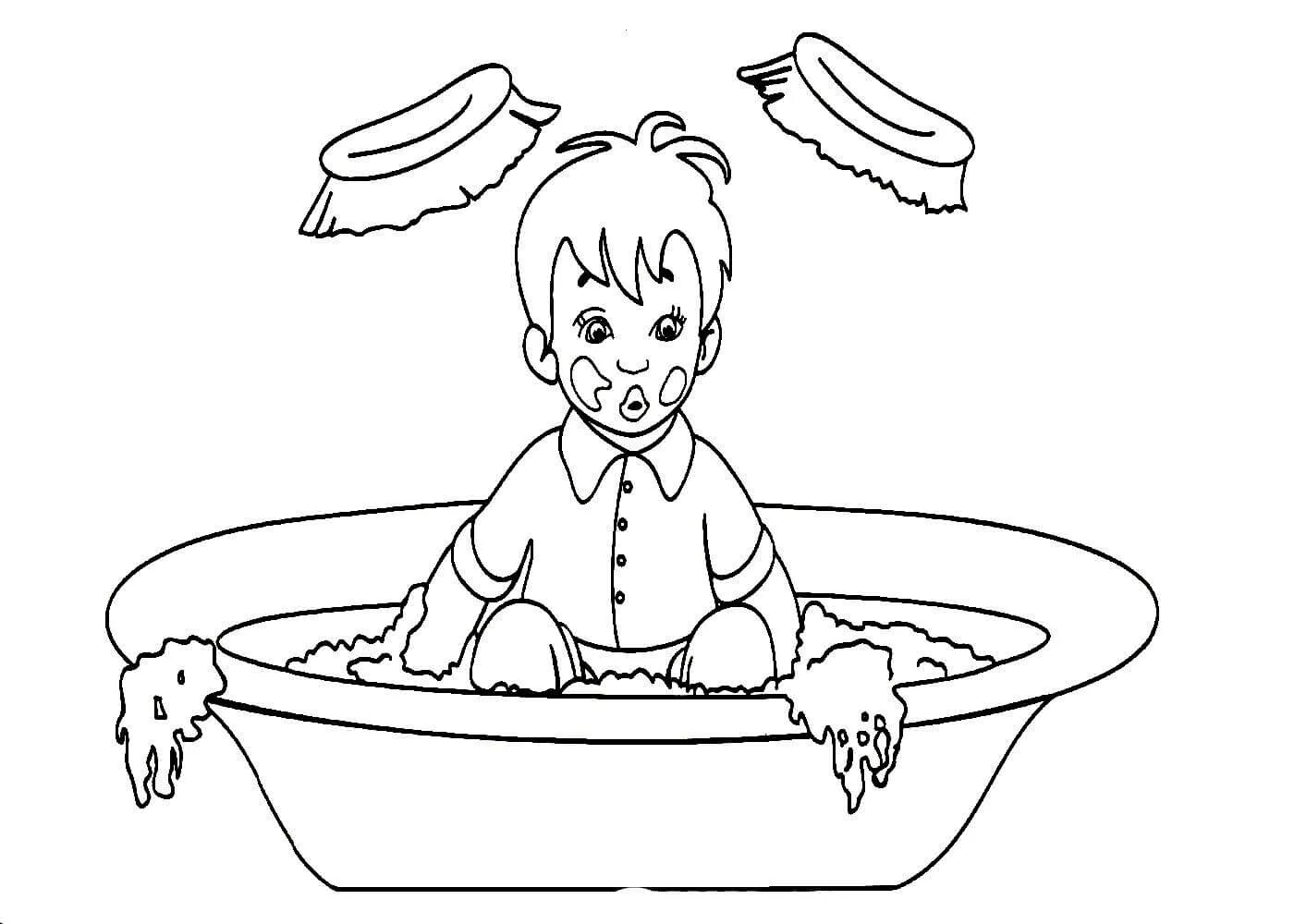 Colorful funny moidodyr coloring book for children 3-4 years old