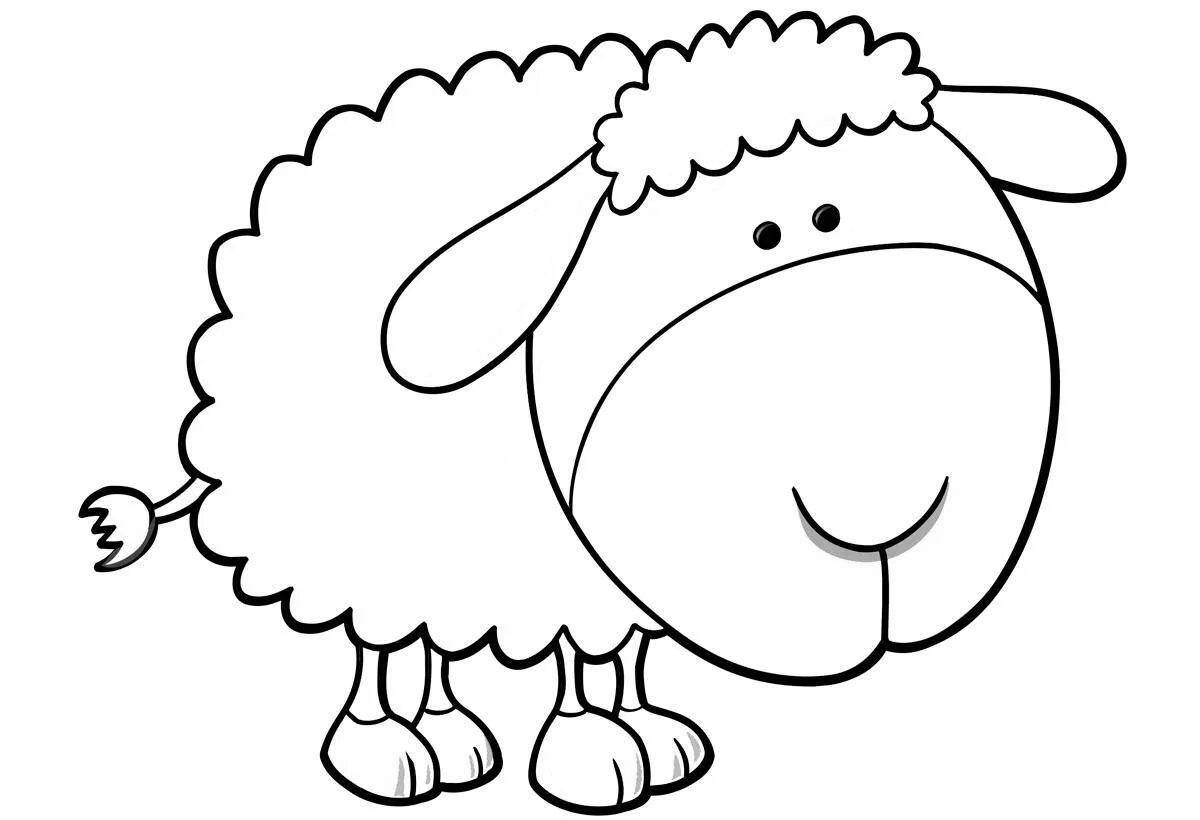 Радостная овечка-раскраска для детей 3-4 лет