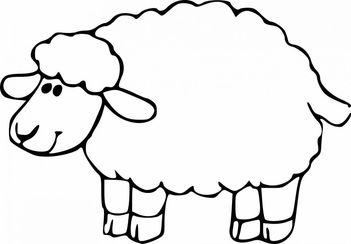 Веселая раскраска овечка для детей 3-4 лет