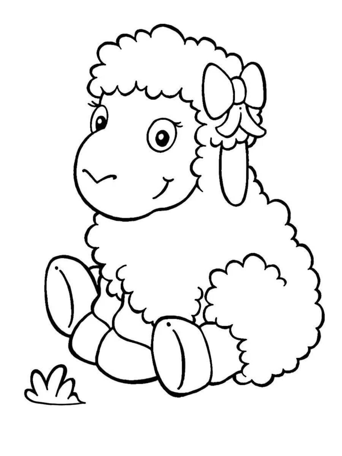 Милая овечка-раскраска для детей 3-4 лет