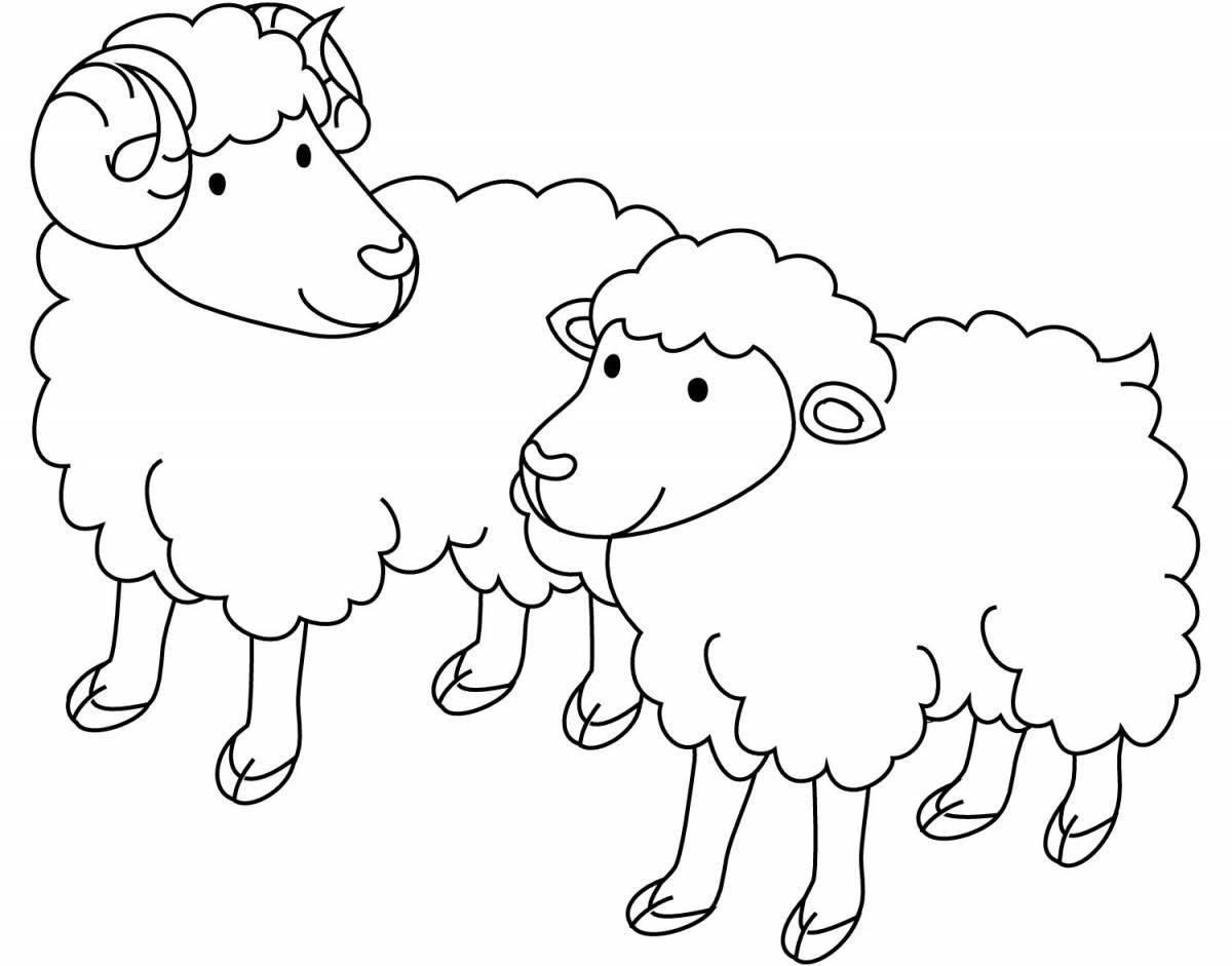 Fun coloring sheep for children 3-4 years old