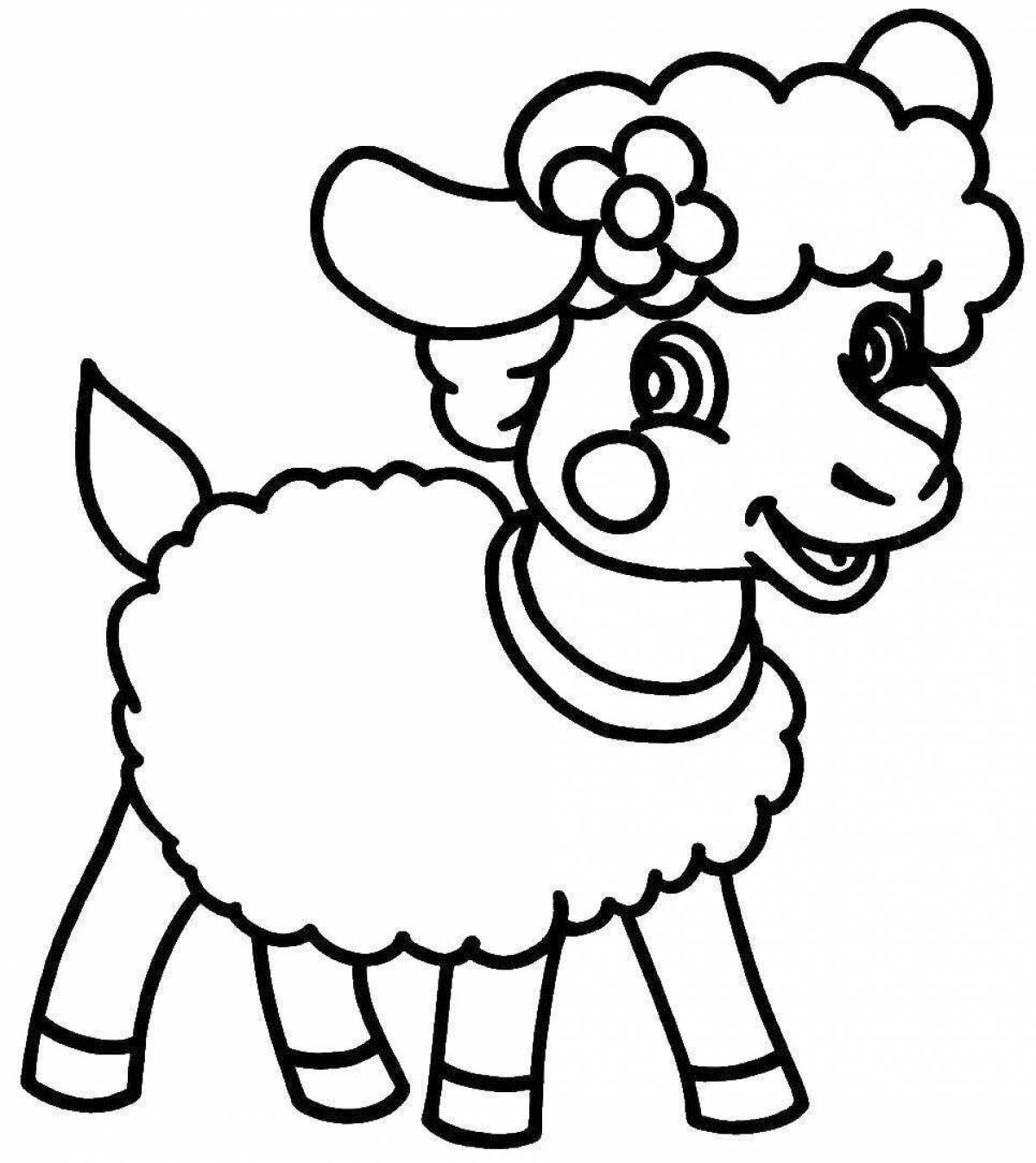 Amazing sheep coloring page for 3-4 year olds