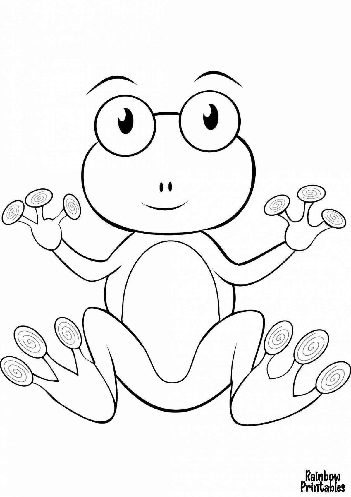 Playful frog coloring book for 3-4 year olds
