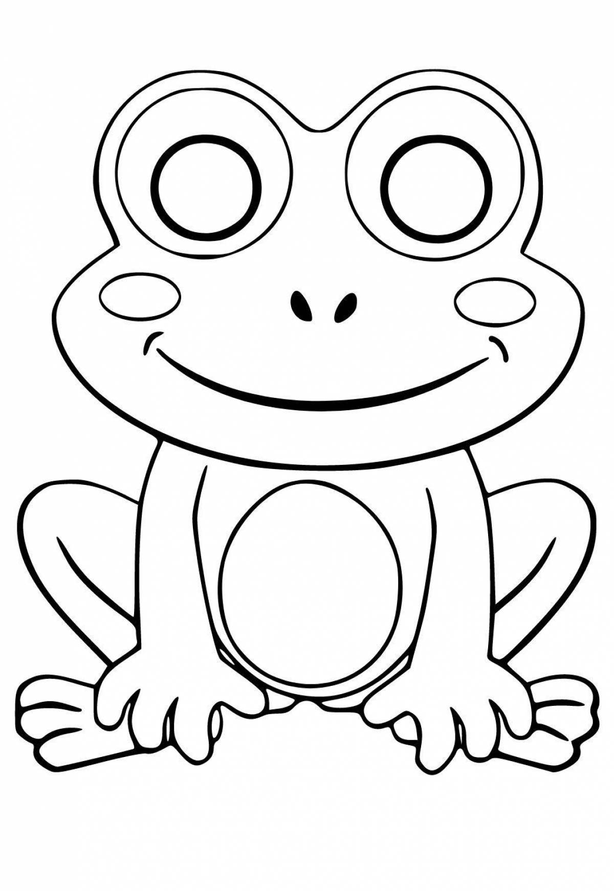 Радостная лягушка-раскраска для детей 3-4 лет
