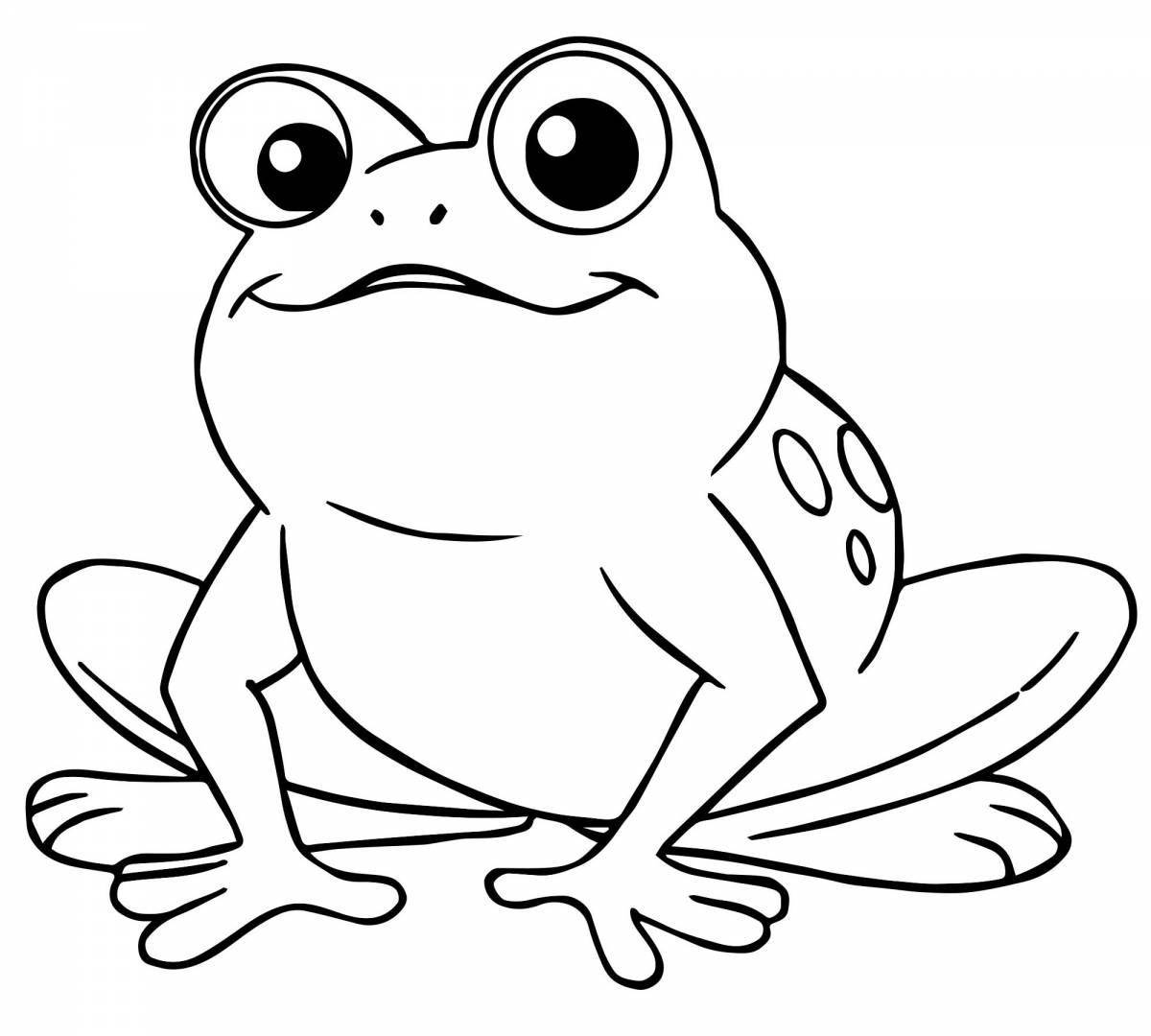 Color-crazy frog coloring page for 3-4 year olds