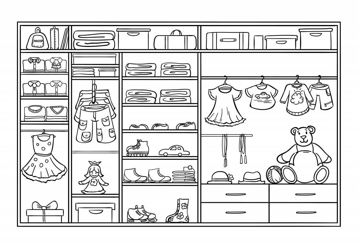 Coloring book wardrobe for children 3-4 years old