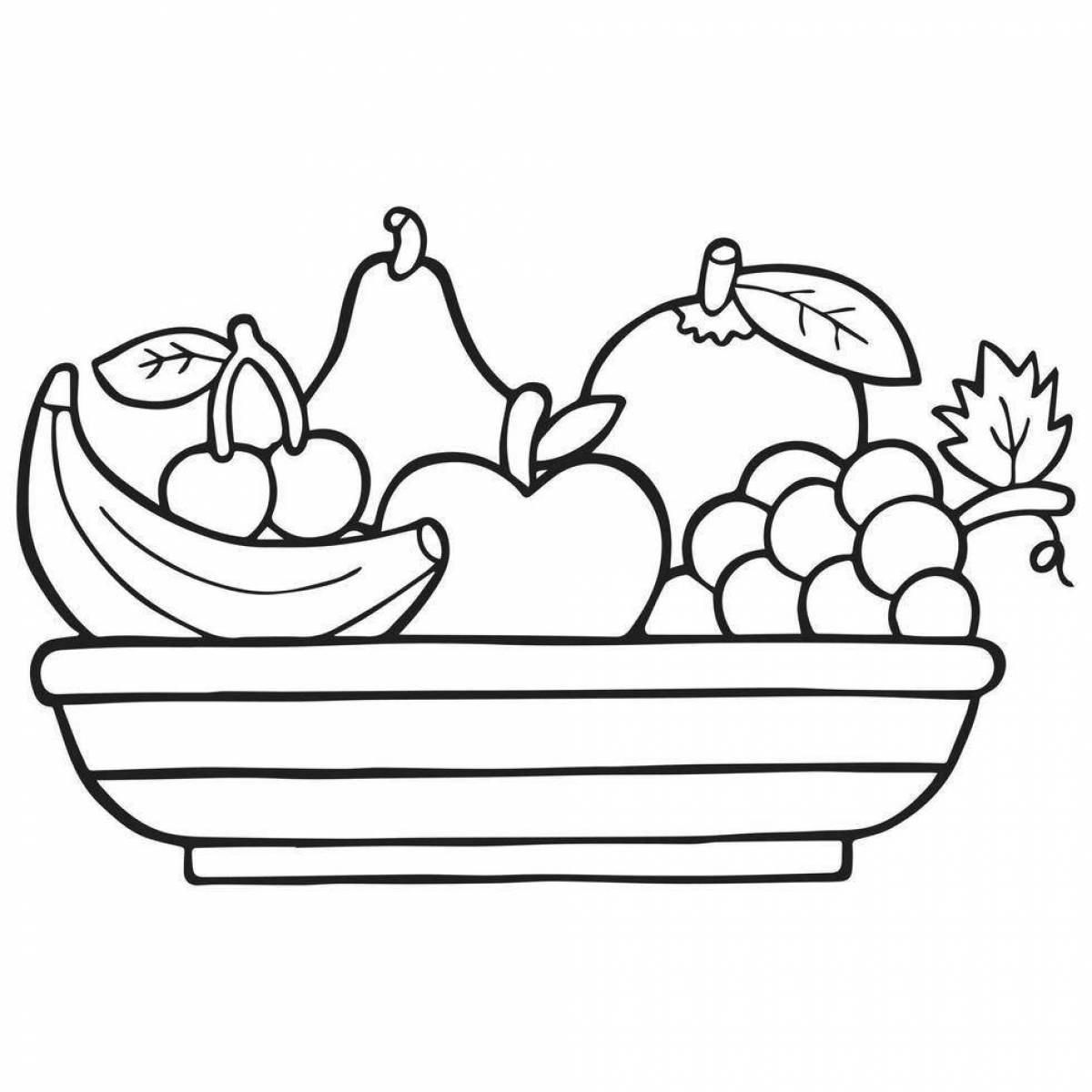 Bright fruit bowl empty coloring book for kids